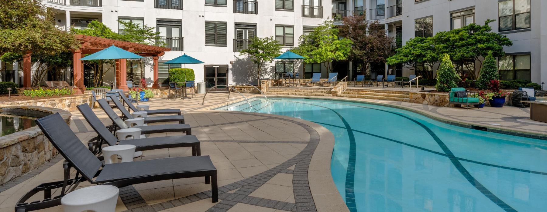 a pool in a courtyard