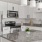 a kitchen with white cabinets